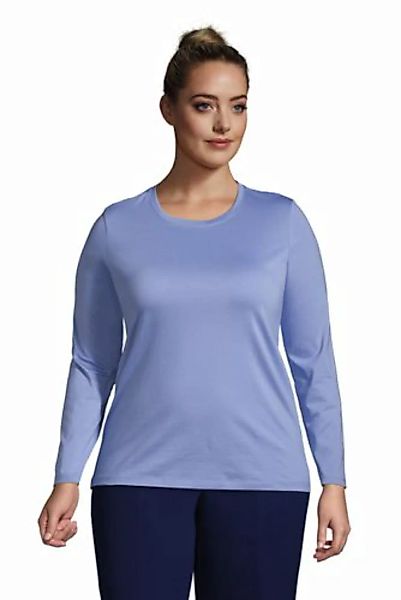 Supima-Shirt, Langarm in großen Größen, Damen, Größe: 48-50 Plusgrößen, Bla günstig online kaufen