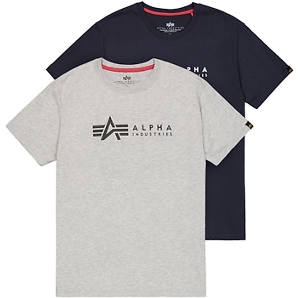 Alpha Industries  T-Shirt Alpha Label T-Shirt 2 Pack - grey.heat/rep.blue günstig online kaufen