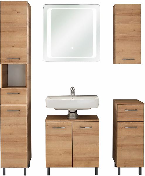 Saphir Badmöbel-Set "Quickset 919 5-teilig, Waschbeckenunterschrank mit LED günstig online kaufen
