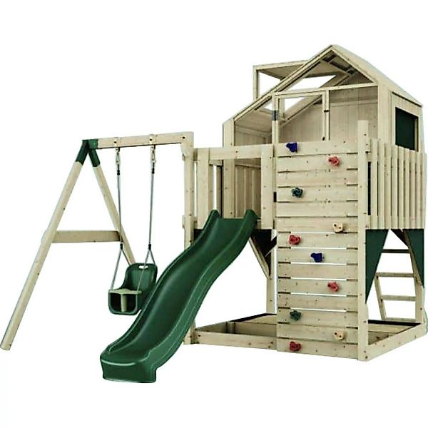 PolarPlay Spielturm Madita Babyschaukel Kletterwand Rutsche Grün günstig online kaufen