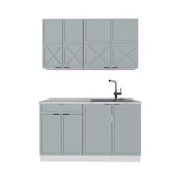 Vicco Küchenzeile Fame-Line, Hellblau-grau/Weiß/Weiß, 140 cm günstig online kaufen