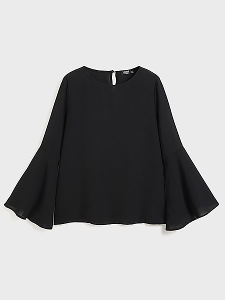 YOINS BASICS Black Button Keyhole Design Rundhals Langarm T-Shirt günstig online kaufen