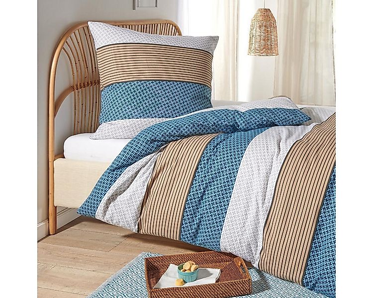 TRAUMSCHLAF Bettwäsche Nordic Stripe Blue, Flanell, 3 teilig, hochwertige F günstig online kaufen