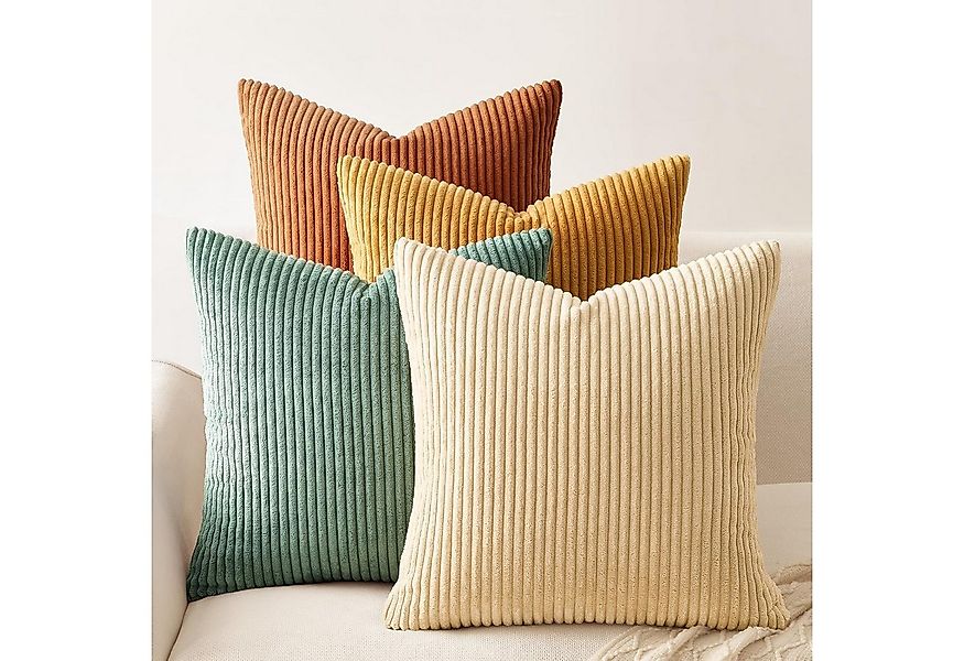 Topfinel Kissenbezüge 4er Set Kordsamt, flauschig Farbverlauf, Gestreift, k günstig online kaufen