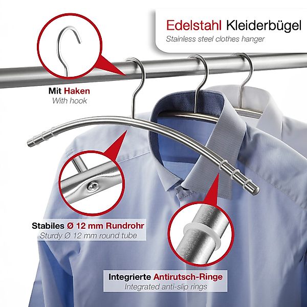 SO-TECH® Kleiderbügel Garderobenbügel Edelstahl SS201 gebürstet günstig online kaufen