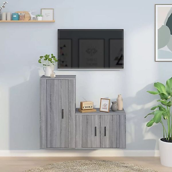 Vidaxl 2-tlg. Tv-schrank-set Grau Sonoma Holzwerkstoff günstig online kaufen