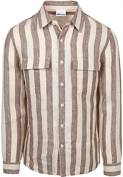 Supply & Co Polo-Overshirt Gestreift Braun - Größe S günstig online kaufen