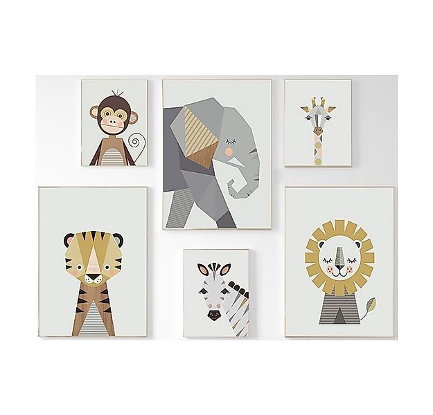 Pippolipo Poster Bilder Kinderzimmer Deko Babyzimmer Wohnzimmer A4, (6er Se günstig online kaufen
