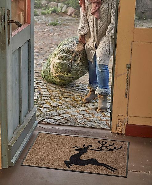 wash+dry by Kleen-Tex Fußmatte »Jumping Deer«, rechteckig günstig online kaufen
