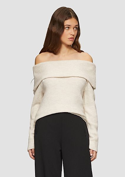 QS Longpullover Strickpullover Rippstrickpullover mit Offshoulder-Ausschnit günstig online kaufen
