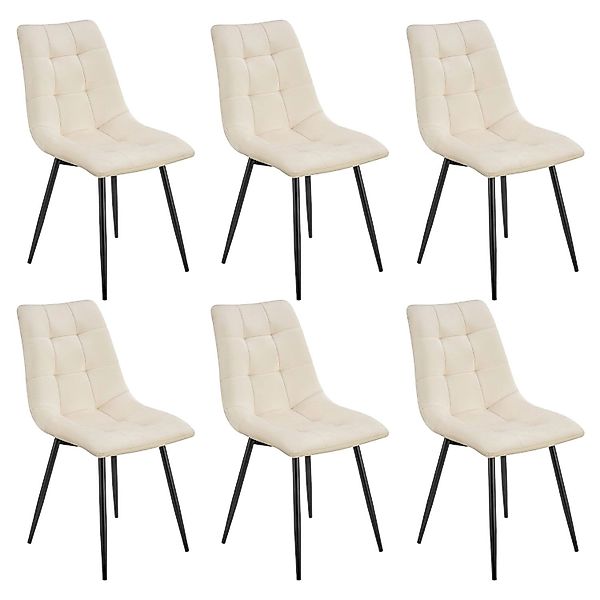 Juskys Esszimmerstuhl Blanca 6er Set mit Samt Beige günstig online kaufen
