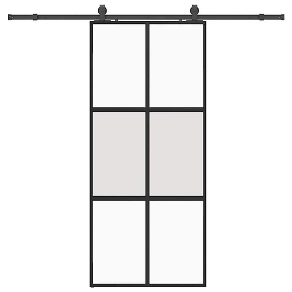 vidaXL Schiebetür mit Beschlag Schwarz 90x205 cm Hartglas 3375964 günstig online kaufen