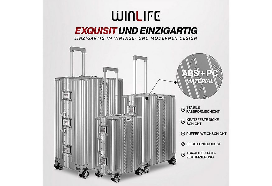 WINLIFE Trolley Hartschalenkoffer M, L, XL Reisekoffer Alu-Rahmen ABS & TSA günstig online kaufen