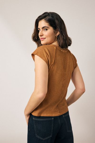 Next Shirttop Gewaschenes T-Shirt mit offenen günstig online kaufen