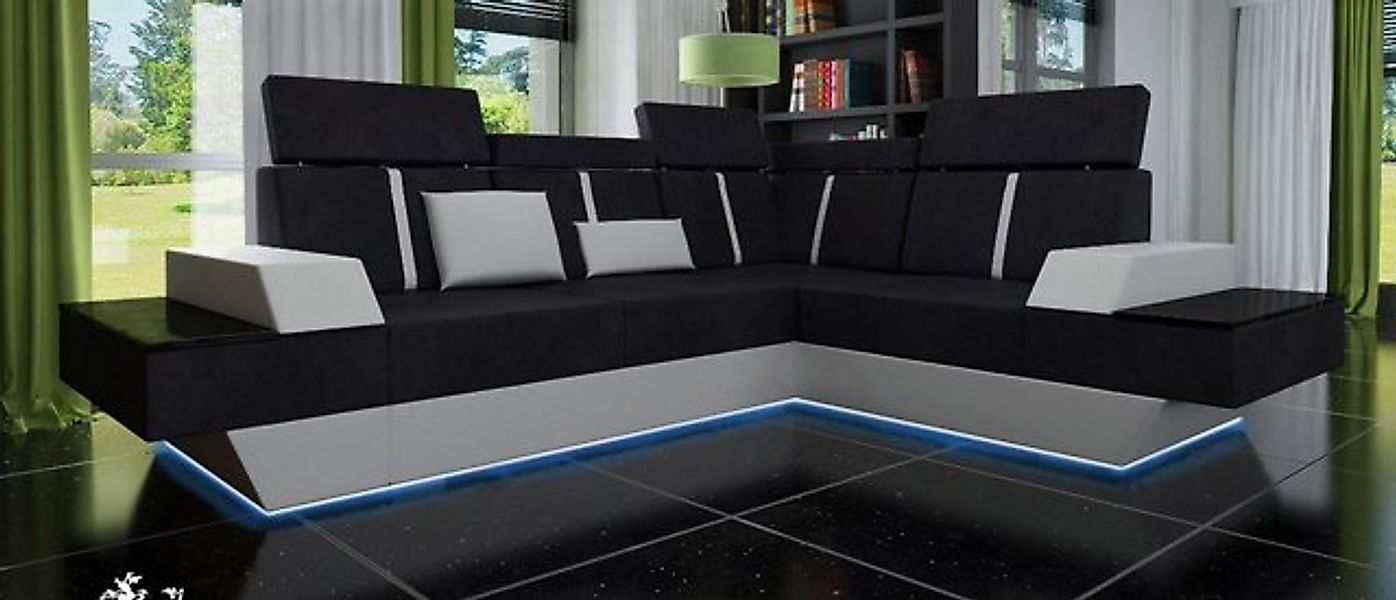 JVmoebel Ecksofa Design Wohnlandschaft Sofa Ecksofa USB Stoff Textil Leder, günstig online kaufen