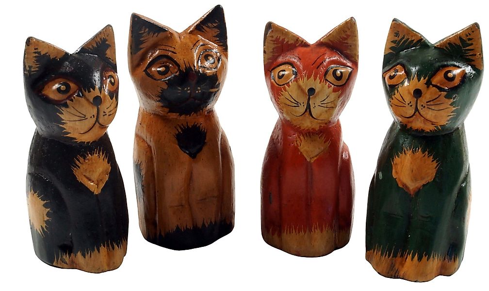 Guru-Shop Dekofigur Deko Katze, Holzkatze günstig online kaufen