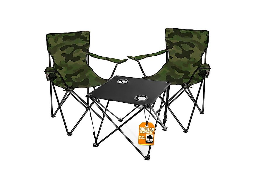 BigDean Campingtisch mit Stühlen camouflage - Camping Tisch Stuhl Set Campi günstig online kaufen