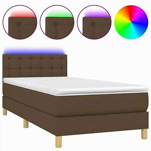 vidaXL Boxspringbett Boxspringbett mit Matratze LED Dunkelbraun 90x200 cm S günstig online kaufen