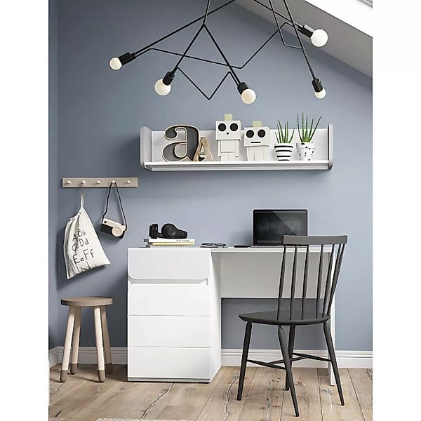 Schreibtisch und Wandboard weiß mit grau FLINT-129 günstig online kaufen