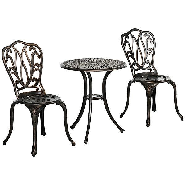 Outsunny Gartenmöbel Set 2-Sitzer 2 Stühle + Runder Tisch im Retro-Schmiede günstig online kaufen