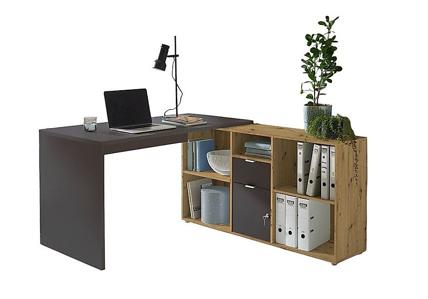 BMG Möbel Eckschreibtisch Lena (mit abschließbarer Tür, Computertisch, Wink günstig online kaufen
