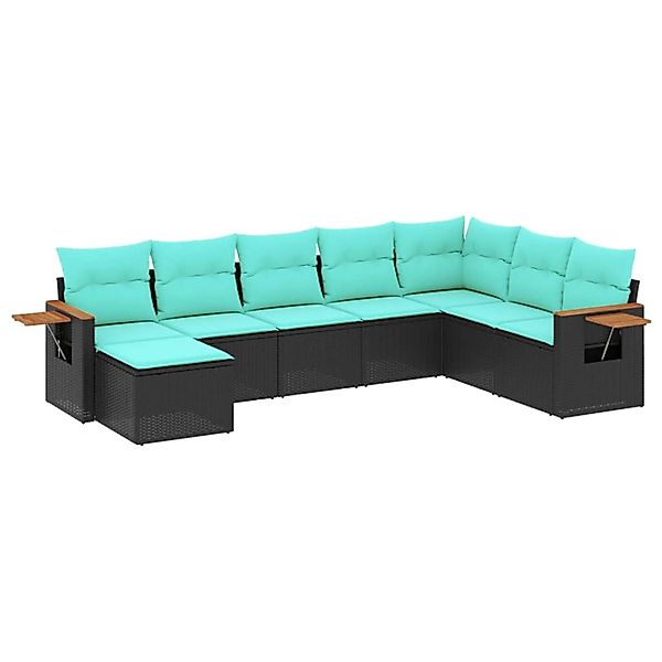 vidaXL 8-Tlg Garten-Sofagarnitur mit Kissen Schwarz Poly Rattan 3227086 günstig online kaufen
