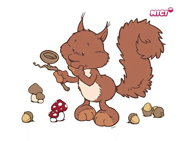 Wandtattoo Kinderzimmer NICI - Forest Friends - Eichörnchen denkt nach günstig online kaufen