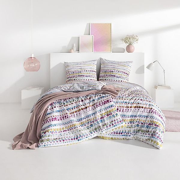 Estella Seersucker Bettwäsche Jamie 3609-985 Punkte bunt 135x200 günstig online kaufen