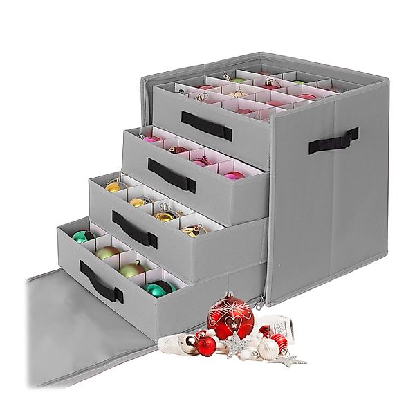 relaxdays Aufbewahrungsbox Weihnachtskugel Aufbewahrungsbox, grau günstig online kaufen