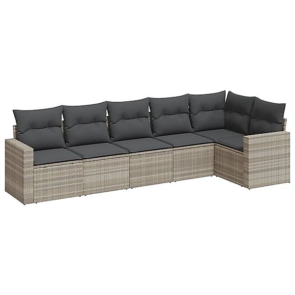 vidaXL 6-Tlg Garten-Sofagarnitur mit Kissen Hellgrau Poly Rattan 3218982 günstig online kaufen
