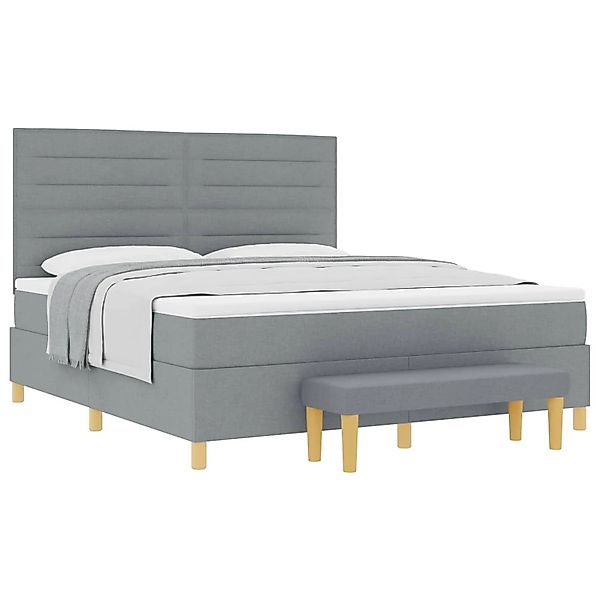 vidaXL Boxspringbett mit Matratze Hellgrau 180 x 200 cm Stoff 3344240 günstig online kaufen