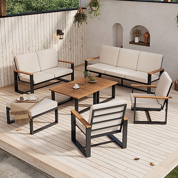 Ulife Gartenlounge-Set Gartenmöbel-Set, Balkonset, Tischplatte aus günstig online kaufen