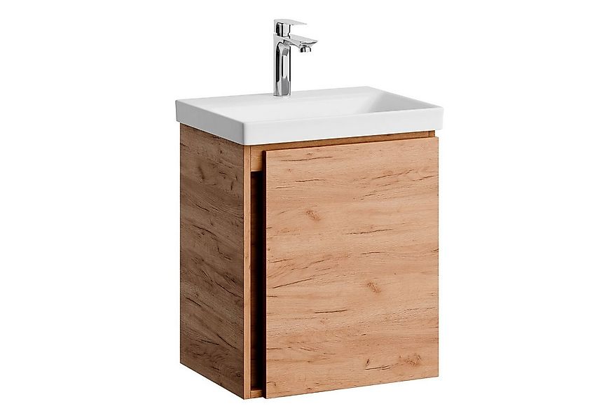 Planetmöbel Waschtisch Unterschrank mit Waschbecken 50 cm Gold Eiche günstig online kaufen