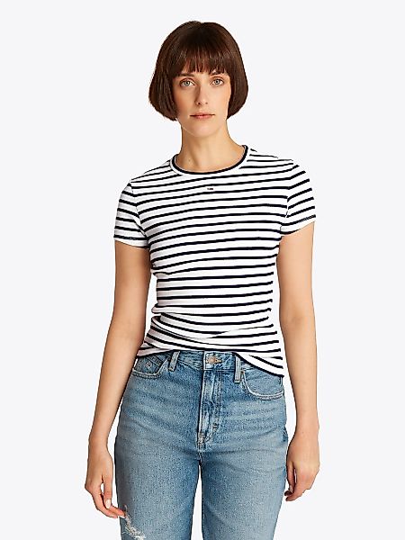 Tommy Jeans Kurzarmshirt "TJW SLIM ESSENTIAL RIB SS EXT" mit gerippter Stru günstig online kaufen
