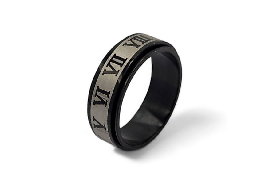 Eyecatcher Fingerring Anti Stress Ring römische Zahlen Schwarz Grau Anxiety günstig online kaufen