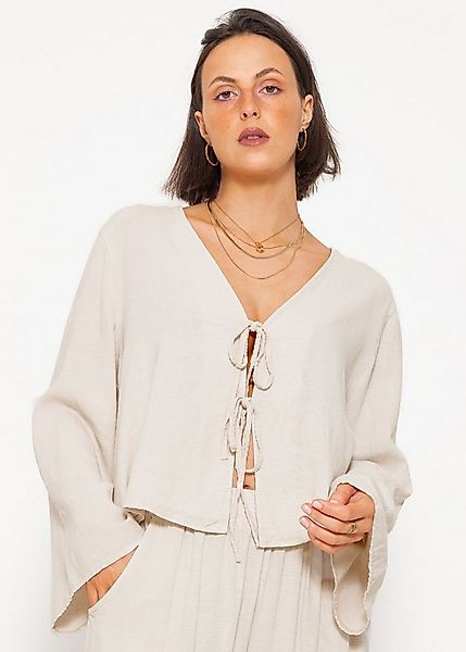 SASSYCLASSY Blusenjacke Oversized Leinen Blusenjacke Damen Blusen mit Schle günstig online kaufen