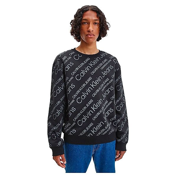 Calvin Klein Jeans Logo Aop Rundhalsausschnitt Sweater XL Logo Aop Ck Black günstig online kaufen