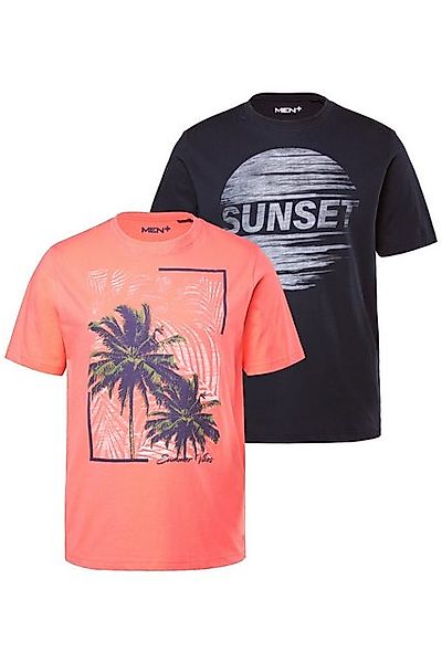 Men Plus T-Shirt Men+ T-Shirts 2er-Pack Halbarm Print bis 8 XL günstig online kaufen