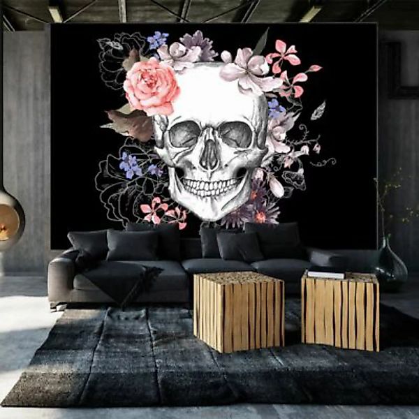 artgeist Fototapete Skull and Flowers mehrfarbig Gr. 300 x 210 günstig online kaufen