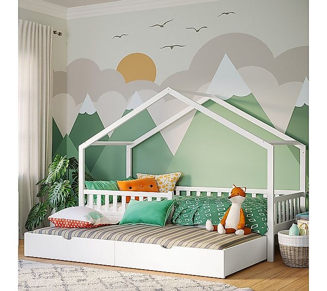 Bellabino Hausbett Vils 90x200 cm mit Rausfallschutz & Lattenrost (inkl. Gä günstig online kaufen