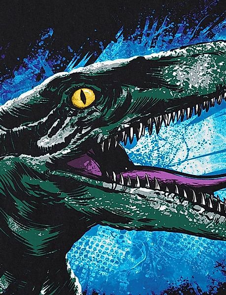 style3 T-Shirt Velociraptor Blue jurassic dinosaurier park dino günstig online kaufen