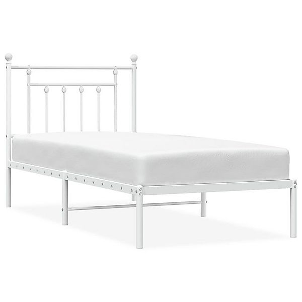 vidaXL Bettgestell, Bettrahmen mit Kopfteil Metall Weiß 90x190 cm günstig online kaufen