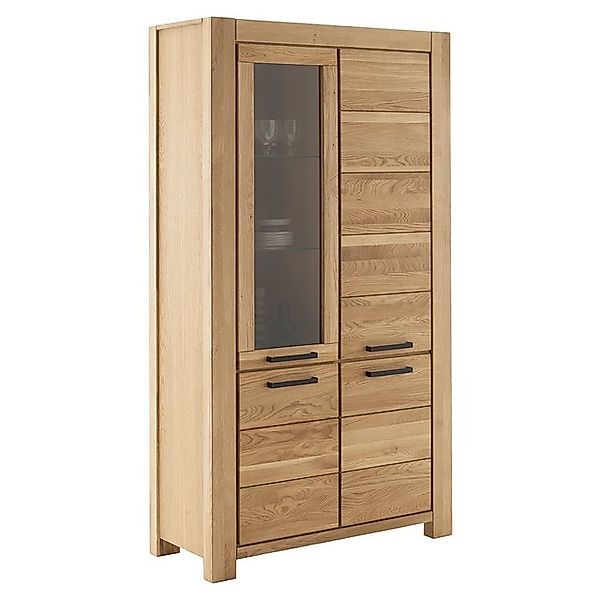 Lomadox Vitrine SELISTE-06 Massivholzmöbel, Eiche teilmassiv geölt, 109cm b günstig online kaufen