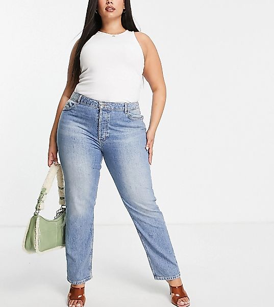 ASOS DESIGN Curve – Bequeme Stretch-Jeans in mittlerer Waschung mit geradem günstig online kaufen