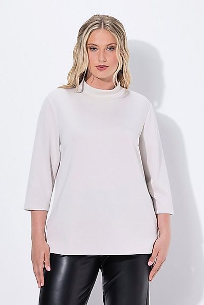Ulla Popken Sweatshirt Sweatshirt Rücken-Zierknöpfe Stehkragen 3/4-Arm günstig online kaufen
