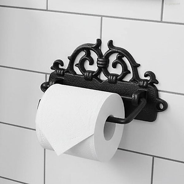 Toilettenpapierhalter Gusseisen Schwarz Vintage Klorollenhalter Antik-Stil günstig online kaufen