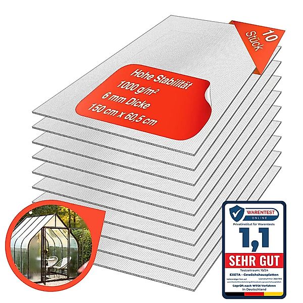 exeta Hohlkammerplatte Gewächshausplatten 6mm 10 Stück günstig online kaufen