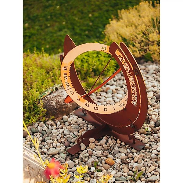 Ferrum Art Design Deko-Skulptur Sonnenuhr 57 cm Edelrost günstig online kaufen