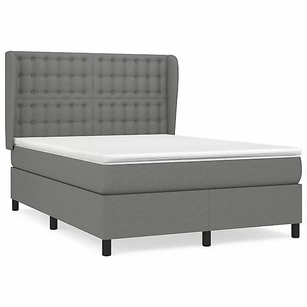 Vidaxl Boxspringbett Mit Matratze Dunkelgrau 140x200 Cm Stoff günstig online kaufen