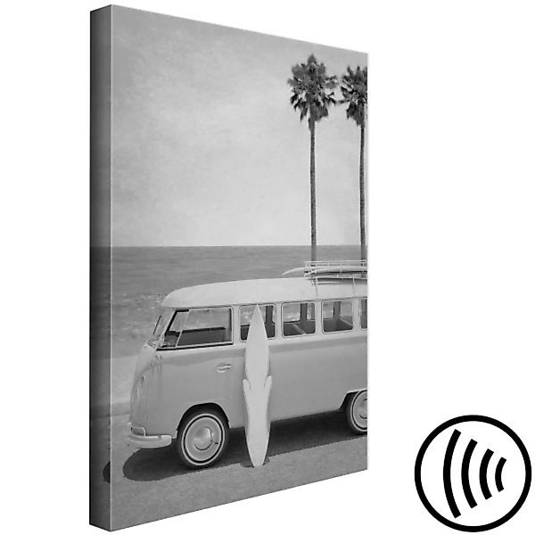 Bild auf Leinwand Ein Ausflug an den Strand – Schwarz-Weiß-Komposition mit günstig online kaufen